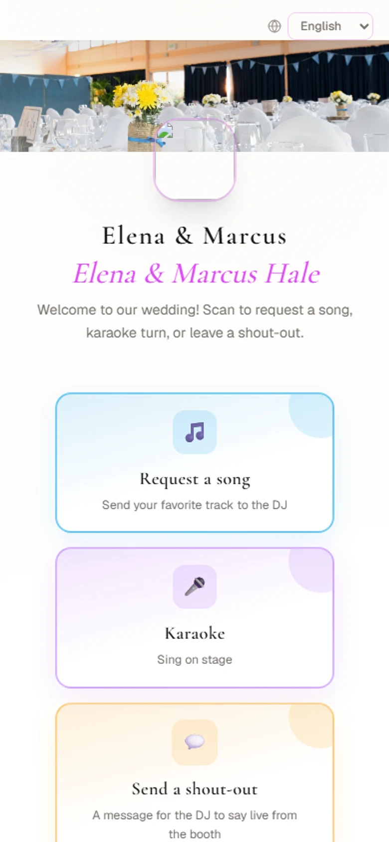 Guest portal for song, karaoke, and shout-out requests