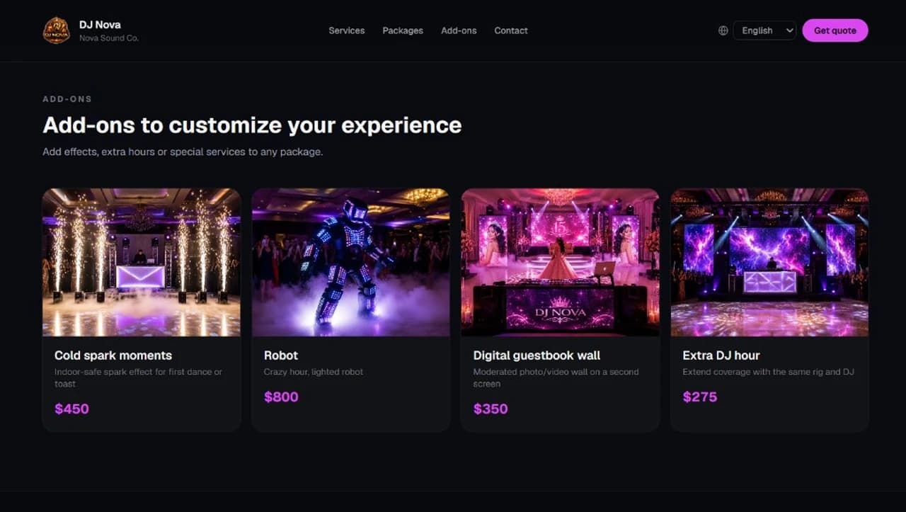 Public landing add-ons catalog